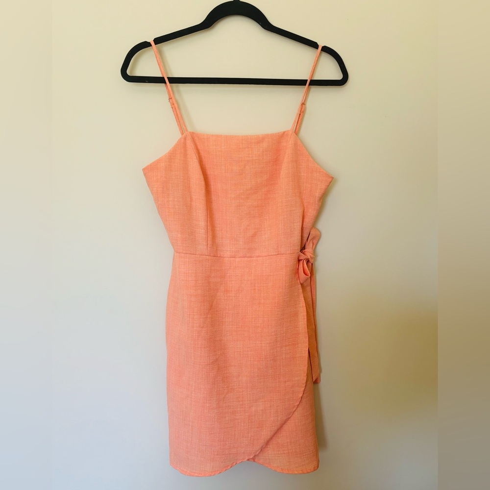 Altar'd State Orange Pink Wrap Midi  Dress Spaghetti Strap